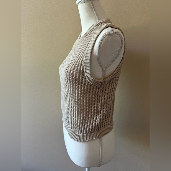 Weekend Los Angeles Girls Cotton Beige Sleeveless Knit Sweater Vest Size Large - Picture 4 of 7